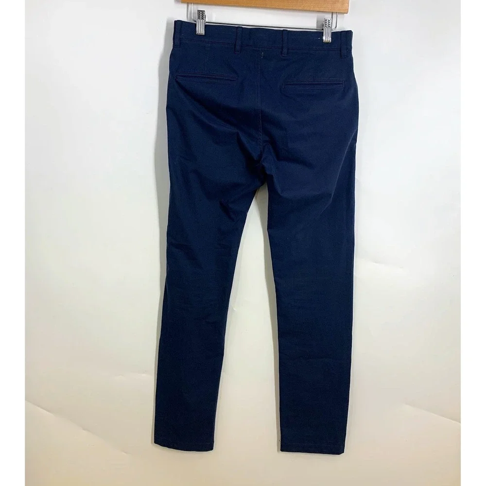 J. Crew Mens Navy Blue Flat Front Chinos Pants Straight Leg Casual Pants Size 28