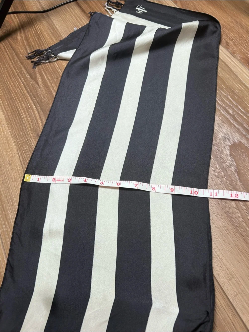Lauren Ralph Lauren black white striped silk scarf old money preppy scarf tie