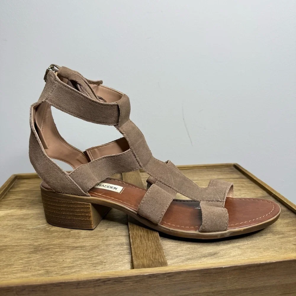 Steve Madden Daviss gladiator sandal in taupe suede