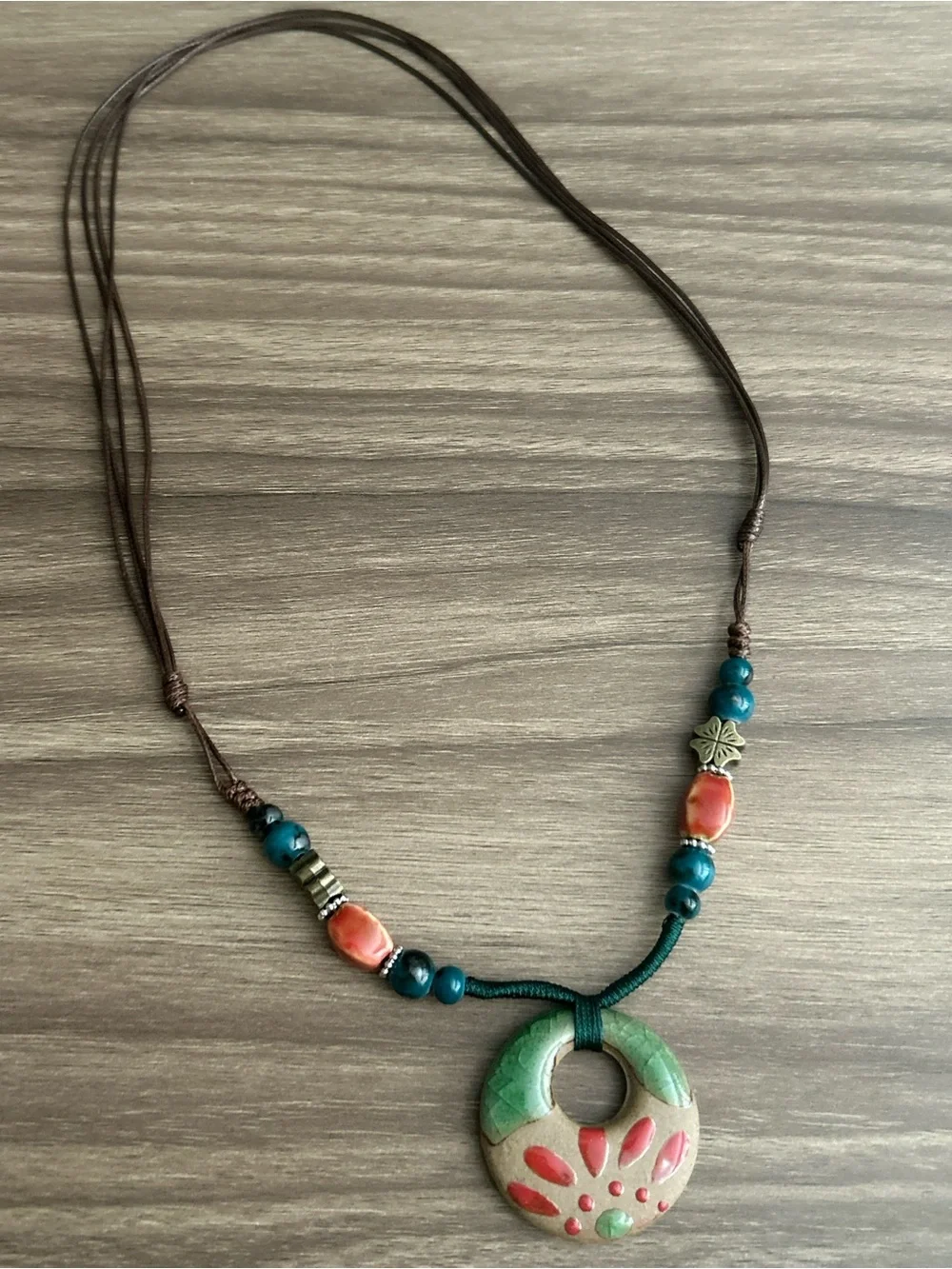Boho Ceramic Heart Necklace Q1299