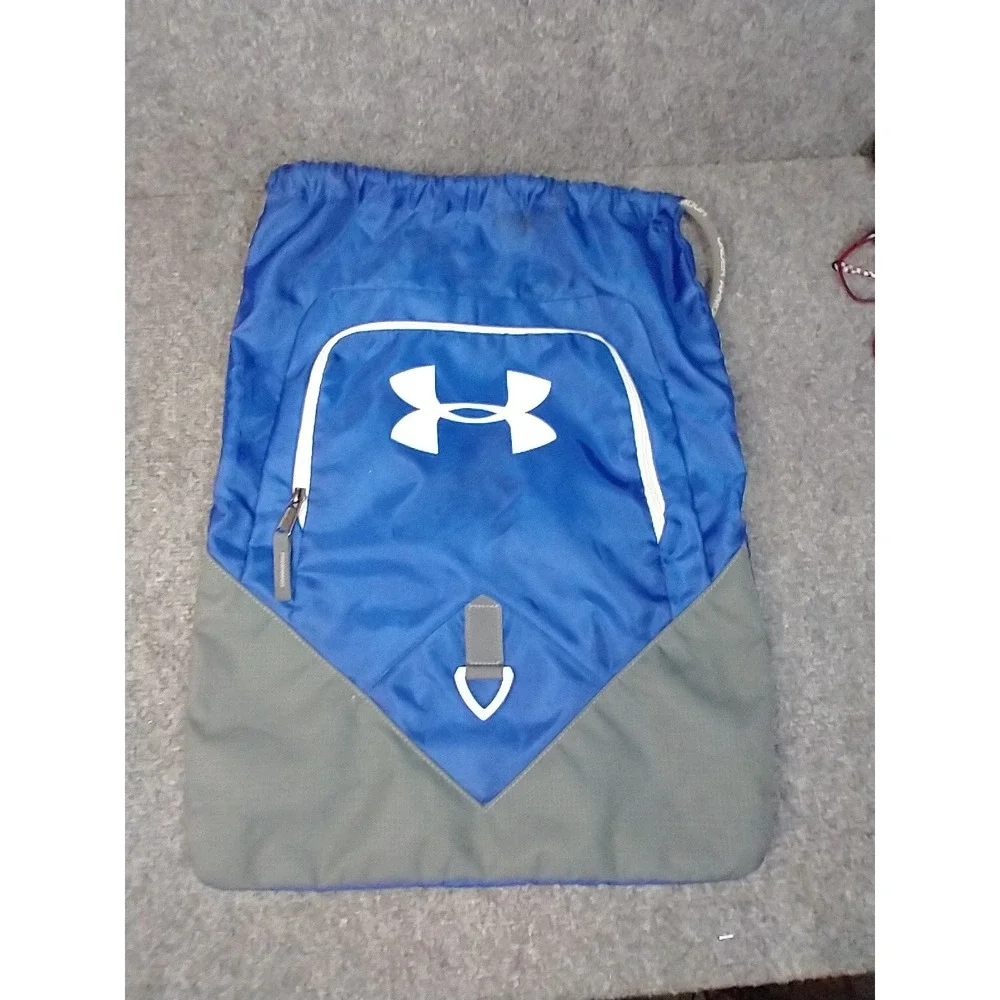 Under Armour Drawstring Sackpack Royal Blue Grey Cinch Bag Backpack Gym Sport