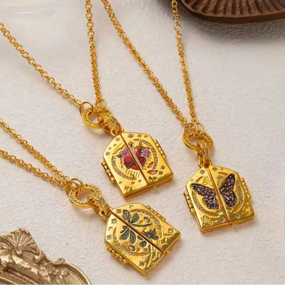 Gold Butterfly Locket Necklace N1274