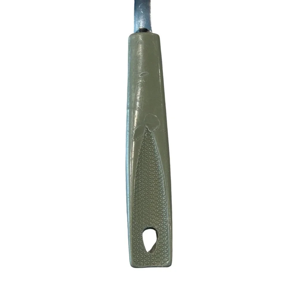 Vintage EKCO USA Slotted Turner Spatula Black Nylon Sage Green Handle USA Made