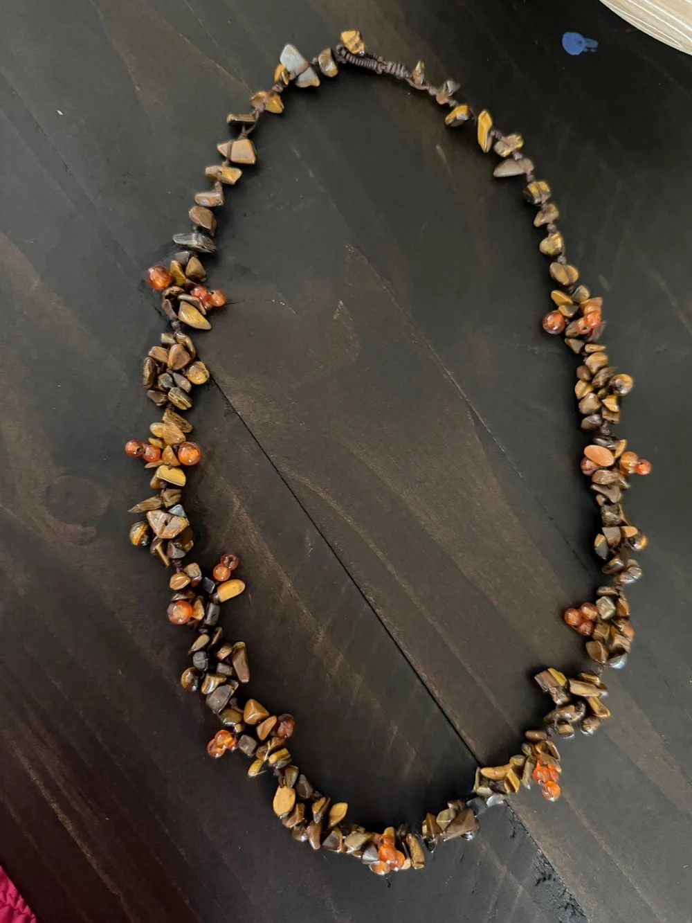 Handcrafted Brown Tiger Eye & Amber Bead Necklace