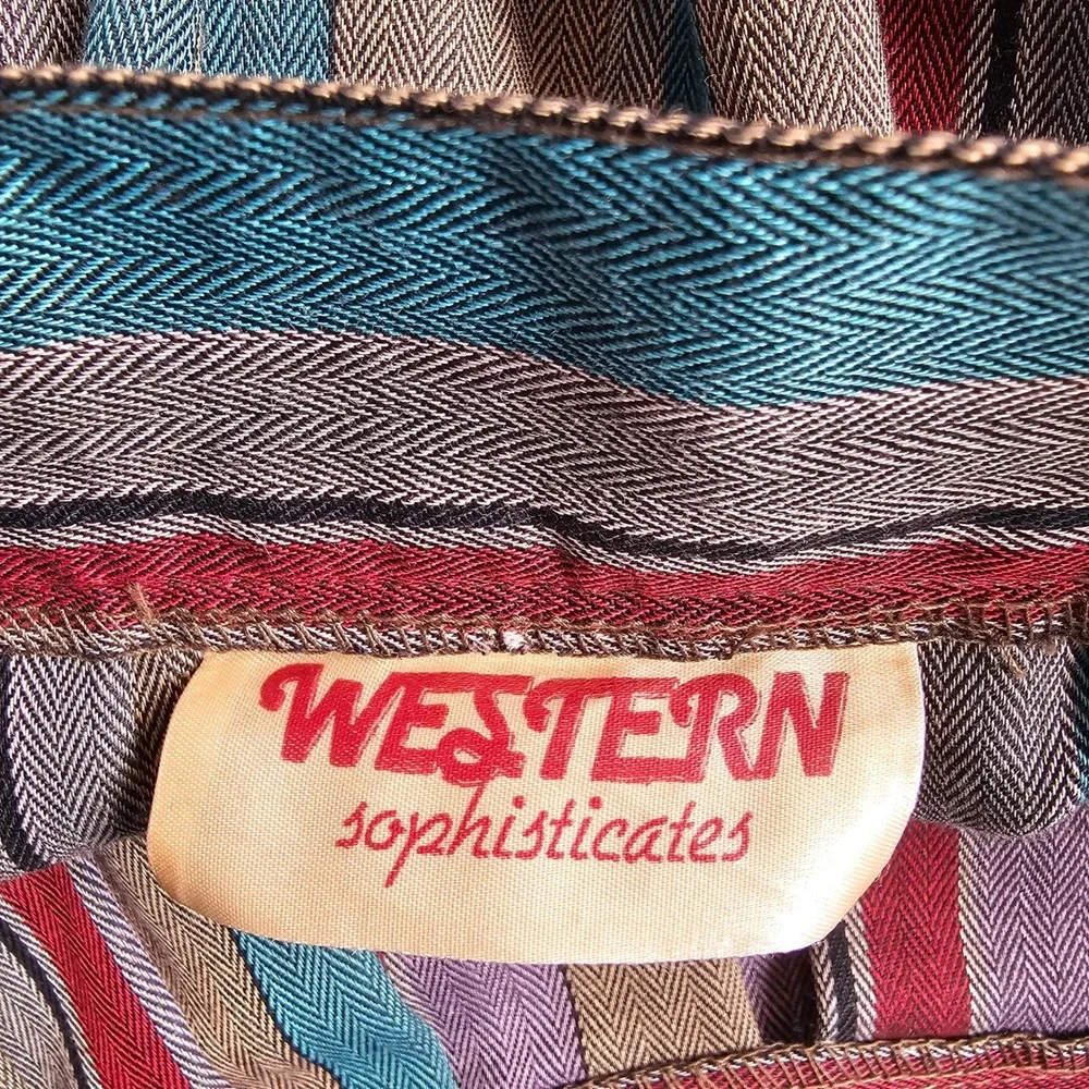 Vintage Western Sophisticates Pendleton Striped Pleated Skirt‎ Set Blouse 13/14