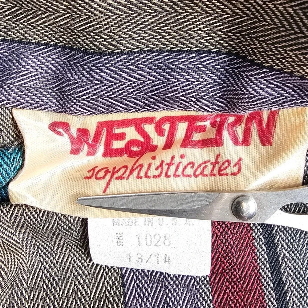 Vintage Western Sophisticates Pendleton Striped Pleated Skirt‎ Set Blouse 13/14