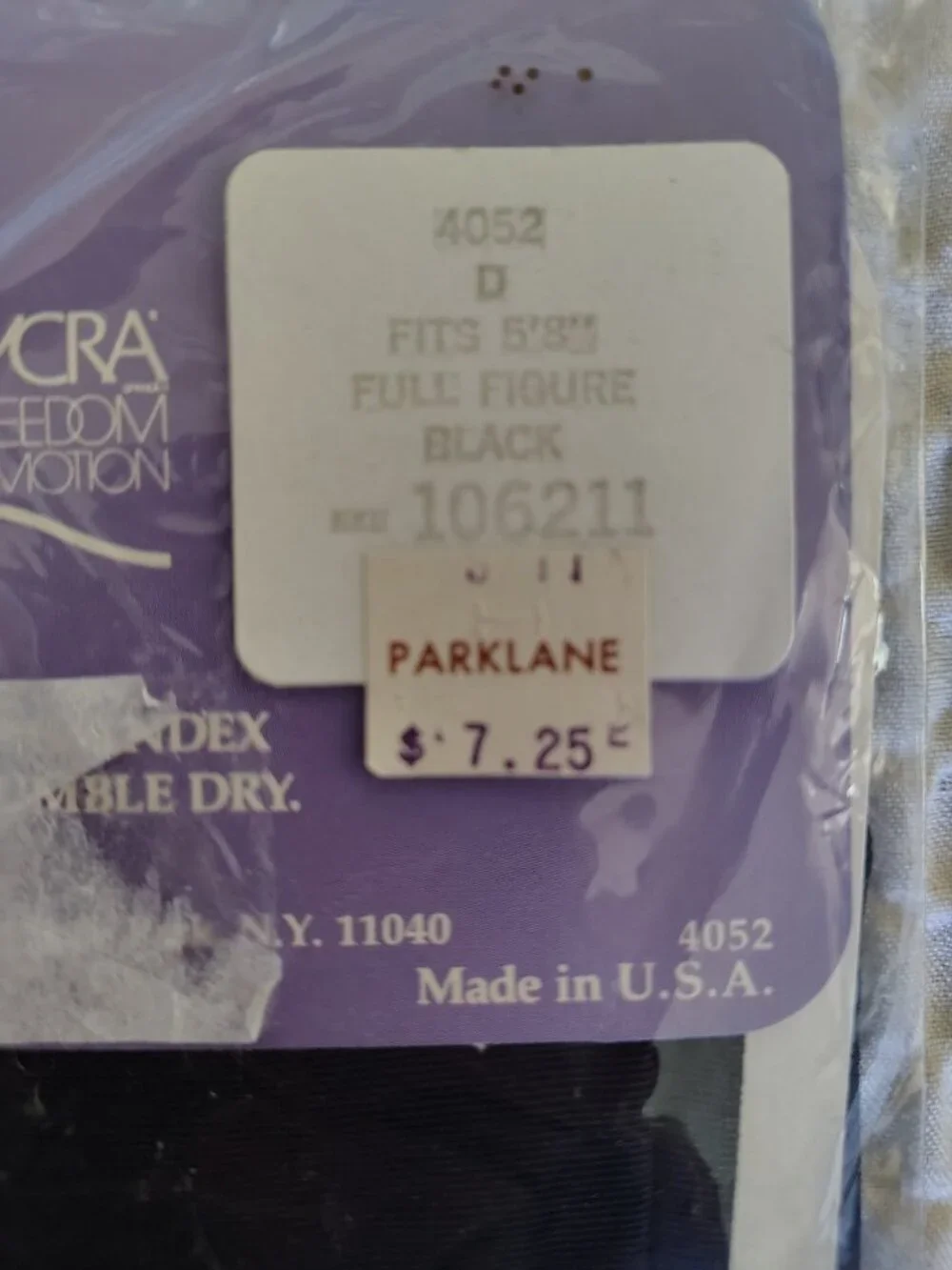 Vintage Parklane Black High Gloss Tights Full Figure Size D NWT USA Made!
