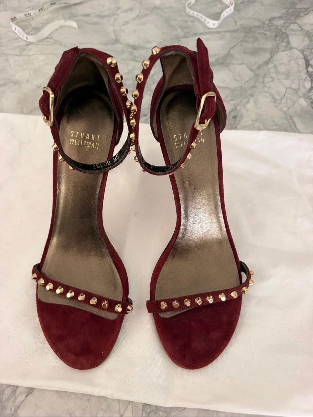 Stuart Weitzman Burgundy Studded Heels Size 8