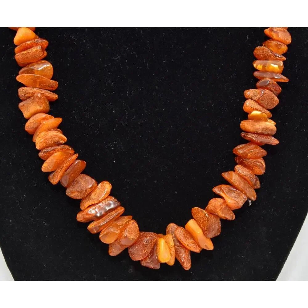 Antique Baltic Butterscotch Egg Yolk Amber Graduated Beaded Necklace 26” 69 g