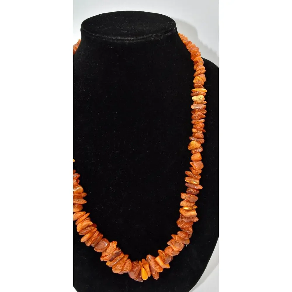 Antique Baltic Butterscotch Egg Yolk Amber Graduated Beaded Necklace 26” 69 g