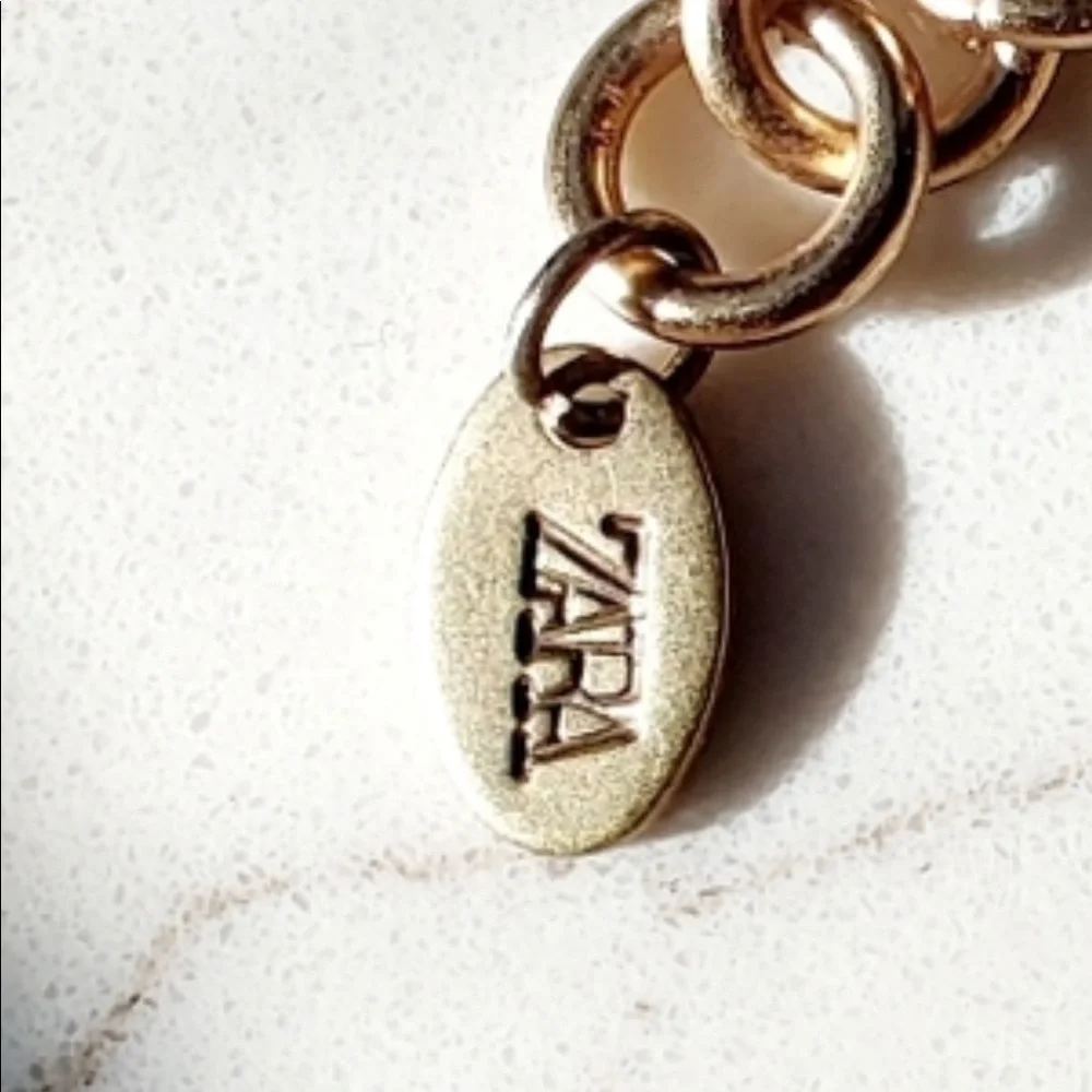2pcs Zara Set Gold Double Interlock Oval Circle Link Chain Necklace