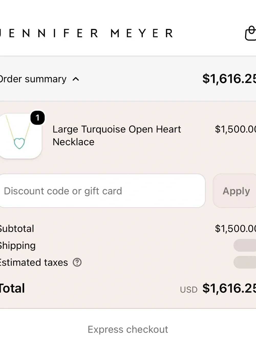 Jennifer Meyer Gold Necklace with Turquoise Heart Pendant