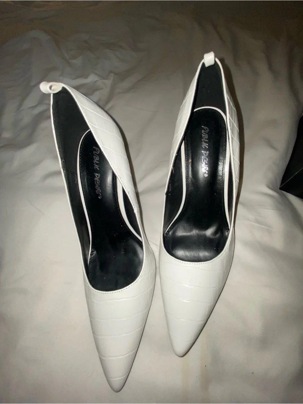 Public desire White Pointed Toe Women's Pumps - 7