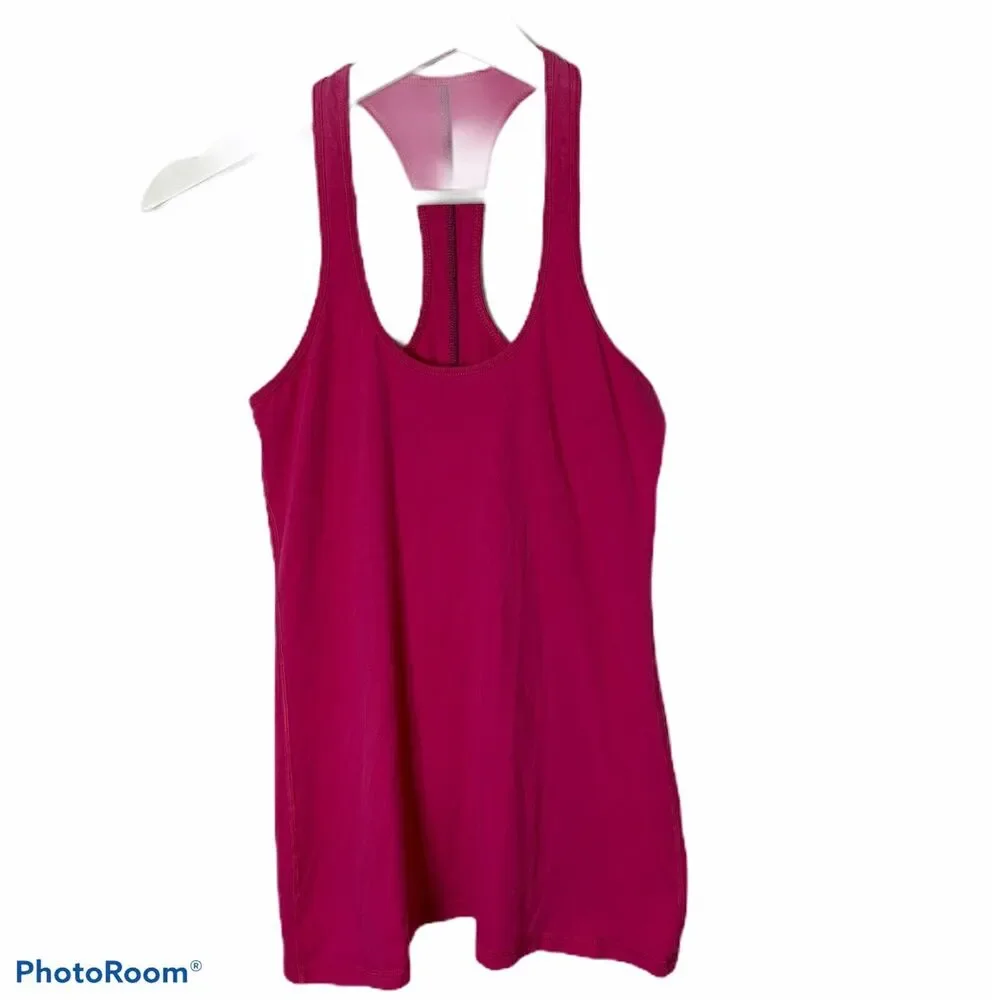 Lululemon Athletica Sz 4 Cool Tank Top Gathered Ruched Racerback Yoga‎ Run Pink