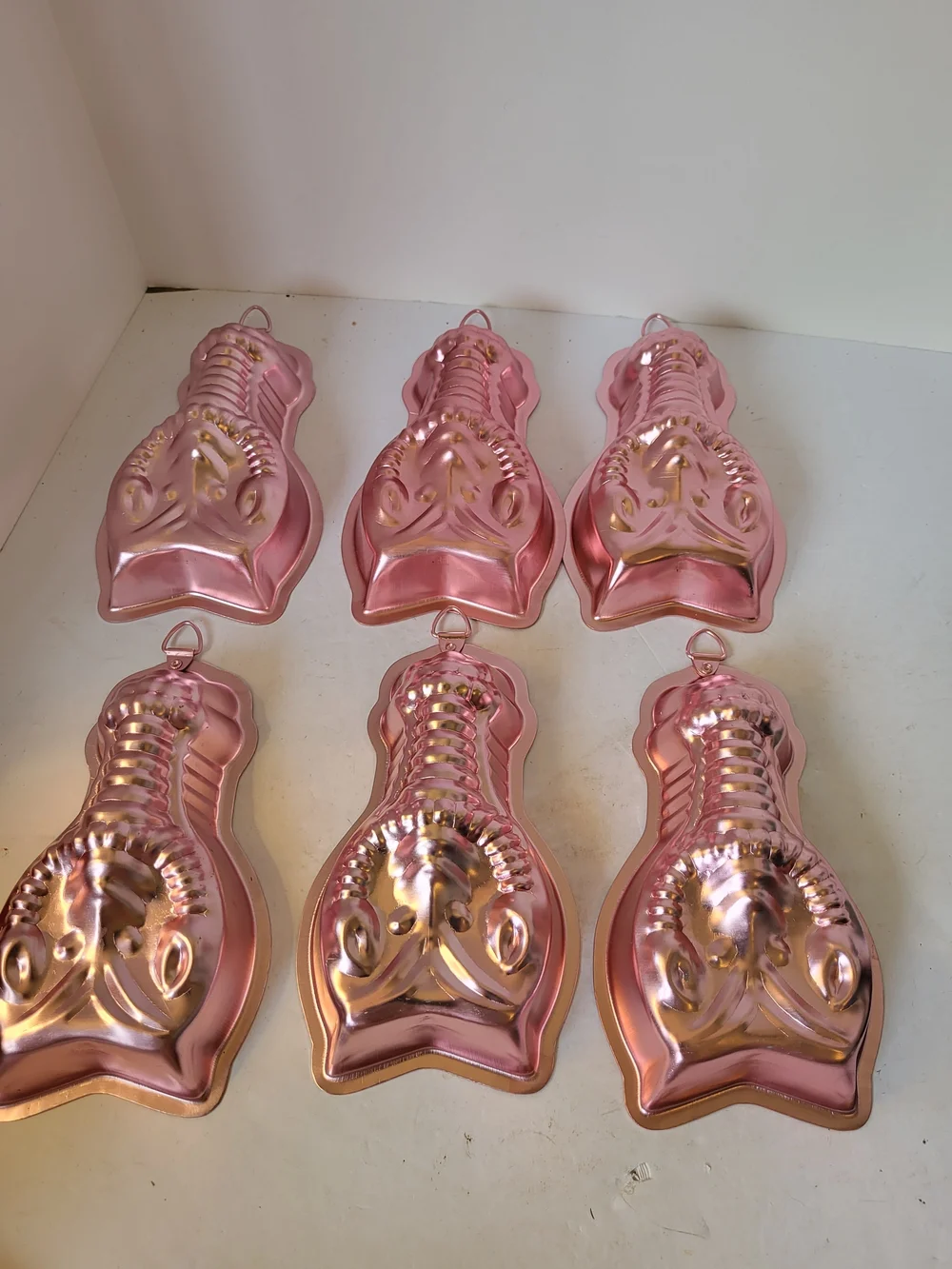 Vintage 60s-70s Rose Copper Clad Aluminum Lobster Molds - Set of 6