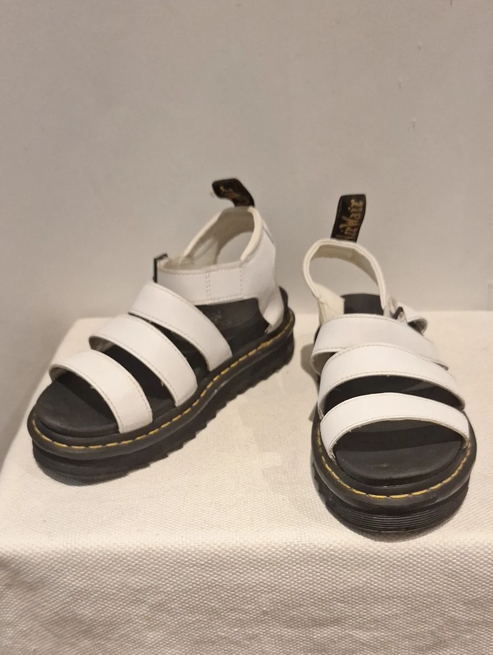 Dr. Martens White Triple-Strap Gladiator Sandals