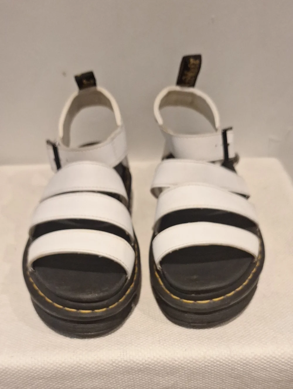 Dr. Martens White Triple-Strap Gladiator Sandals