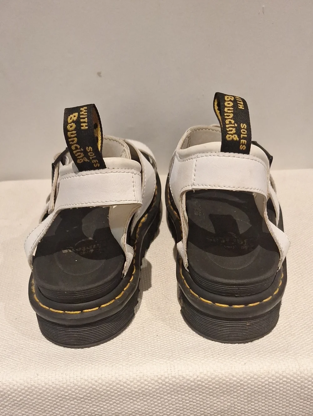 Dr. Martens White Triple-Strap Gladiator Sandals