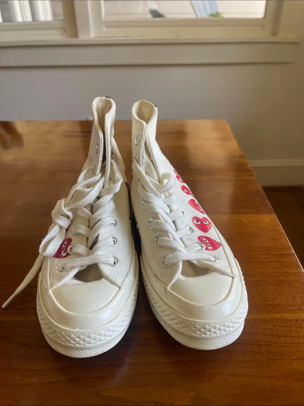 Comme des Garçons Red Heart High-Top Sneakers by Converse
