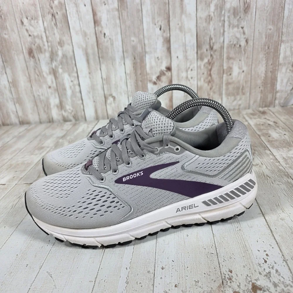 Brooks Ariel 20 Womens Running Shoes Grey Purple Wide D 1203151D009 Size 8