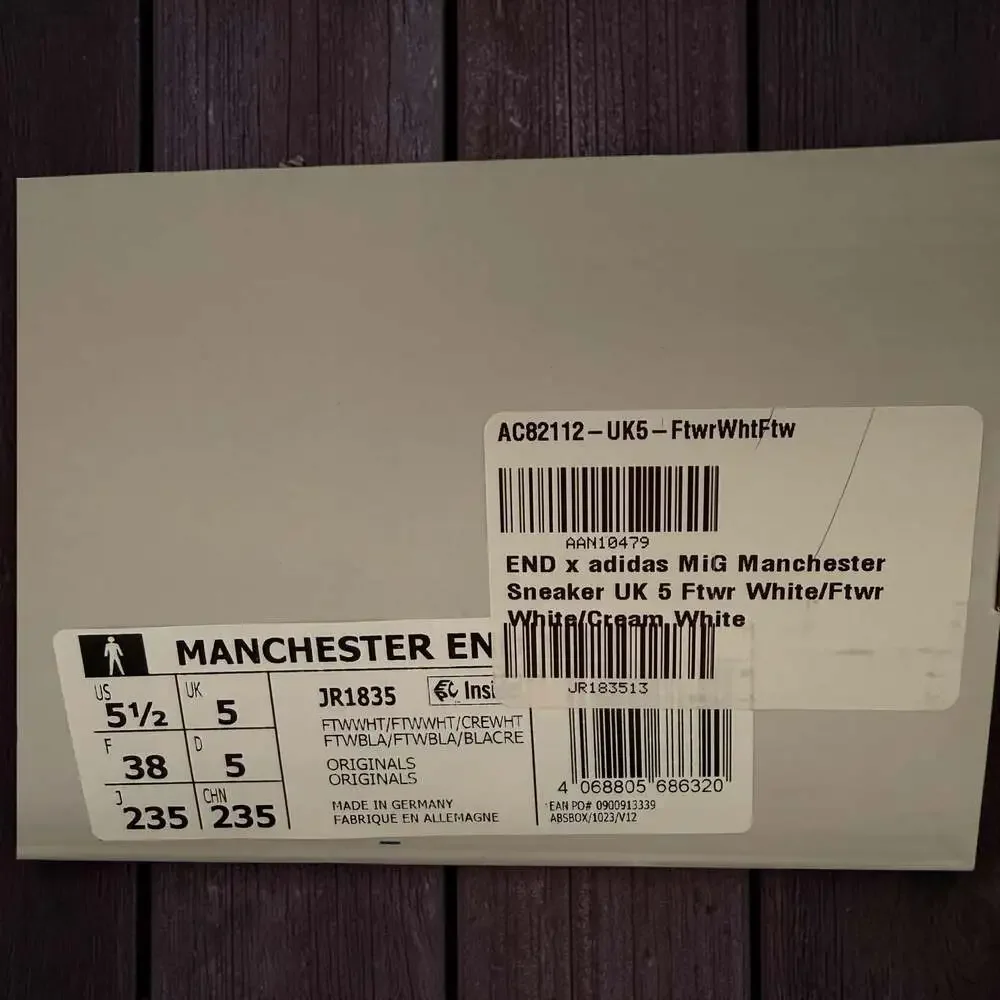 END x Adidas Manchester 89 MiG Sneakers Size US 5.5
