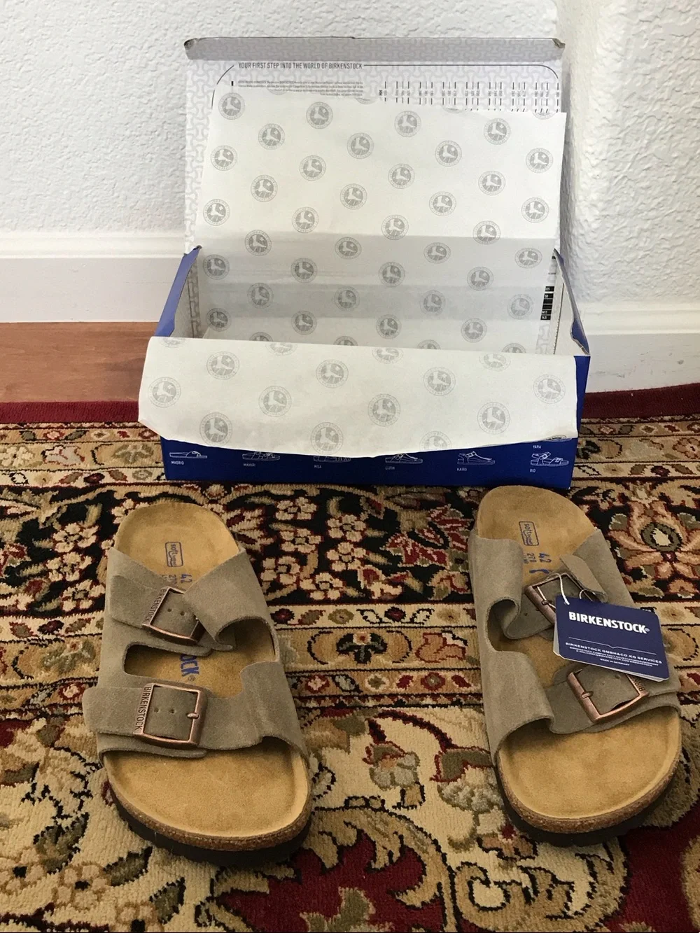 Birkenstock Arizona Suede Sandals in Taupe