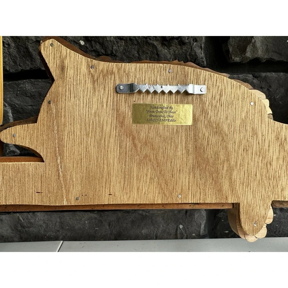 Vintage Intarsia Wood Wall Art Cat Bookshelf Decorative Hanging Cottage Granny