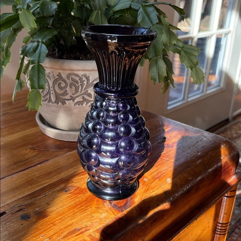 Vintage Weston Black Amethyst Glass Vase