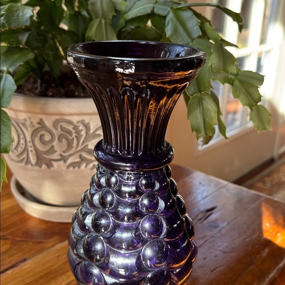 Vintage Weston Black Amethyst Glass Vase