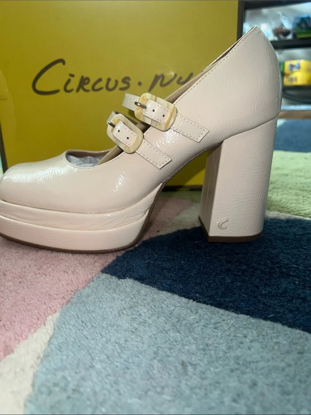 Circus by Sam Edelman Ivory Double-Strap Platform Mary Janes