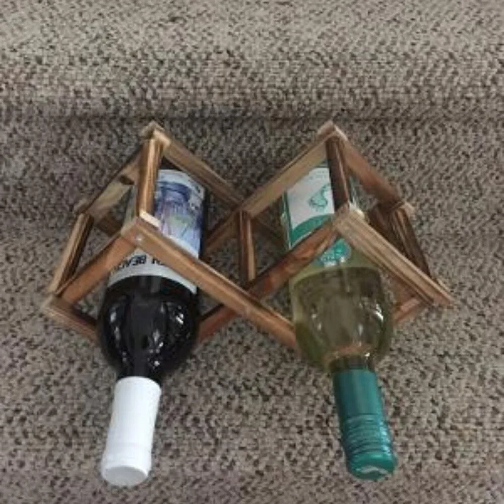 3 Bottle Rustic Wood Look Wine Rack. NWOT