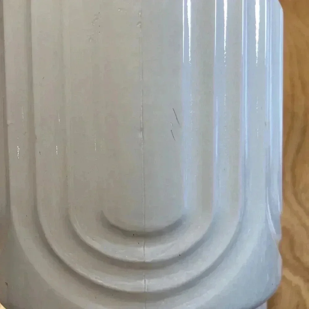 MCM painted glass vase.  8” tall.  White