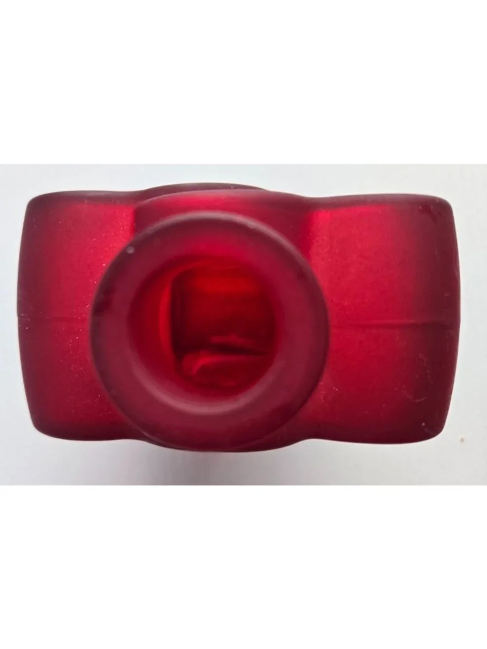 Dual HeartShaped Matte Translucent Red Pressed Glass Vase 5