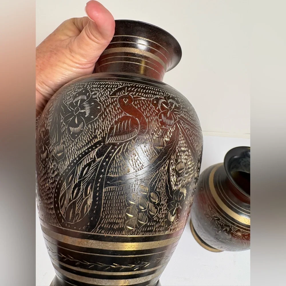 Vintage Asian Peacock/Floral Decorative Vases