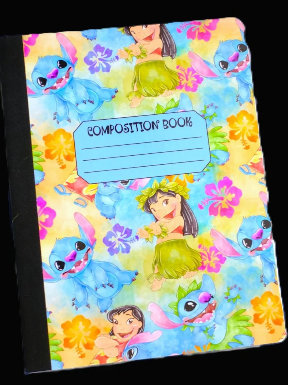 Custom Composition Book & Mini Notebook, Handmade, school, Lilo, Stitch, flowers