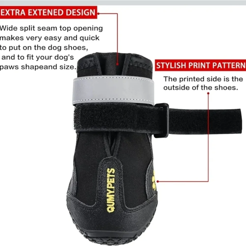 QUMY Dog Boots Ruffwear Dog Boots Waterproof Winter Shoes for Large Dog 3 PAIRS