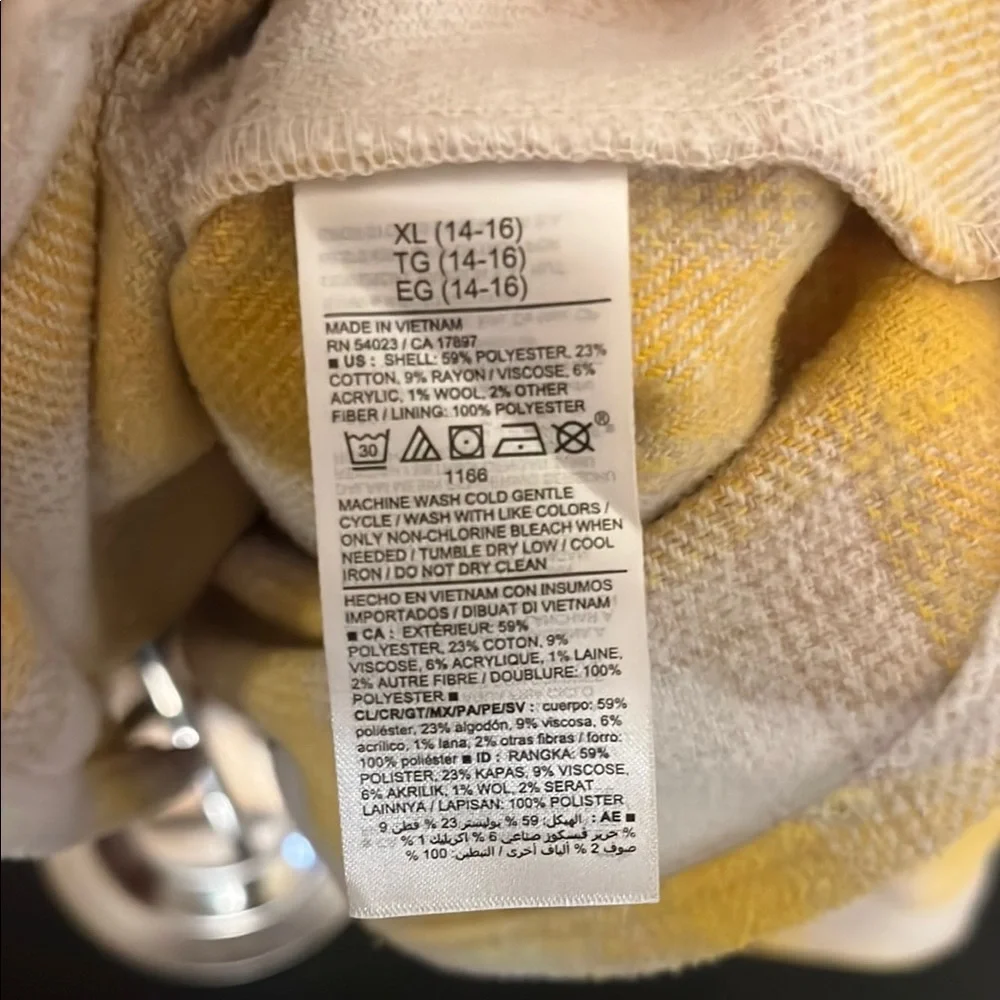Old Navy Yellow and White Plaid Jacket