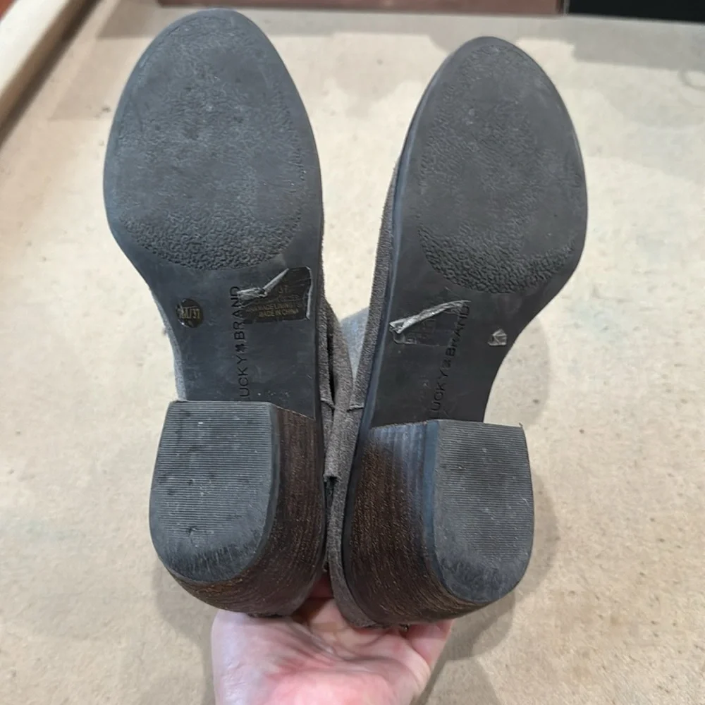 Lucky Brand Gray Suede Ankle Boots