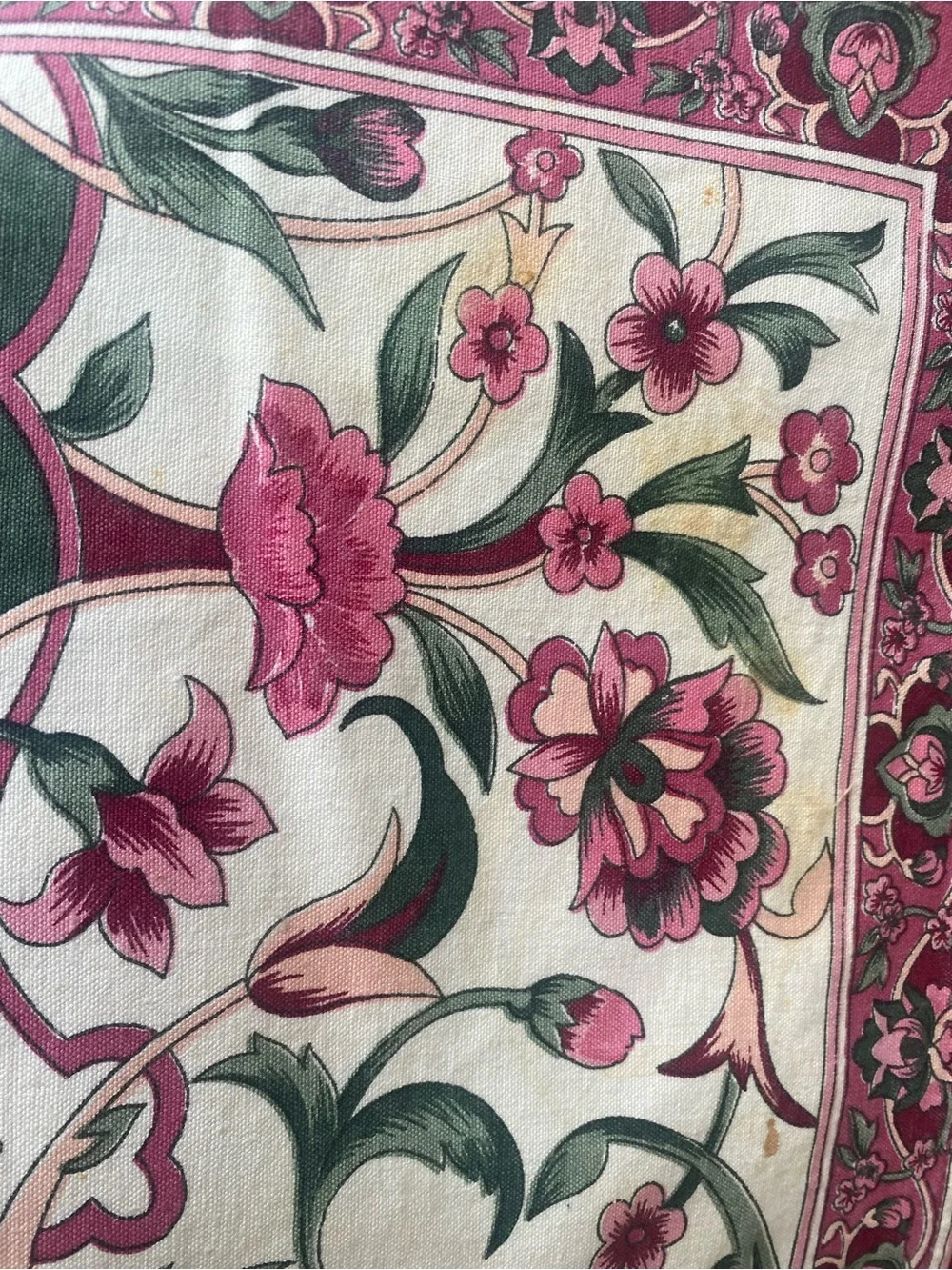 April Cornell Pink and Green Floral Cotton Placemat vintage pattern