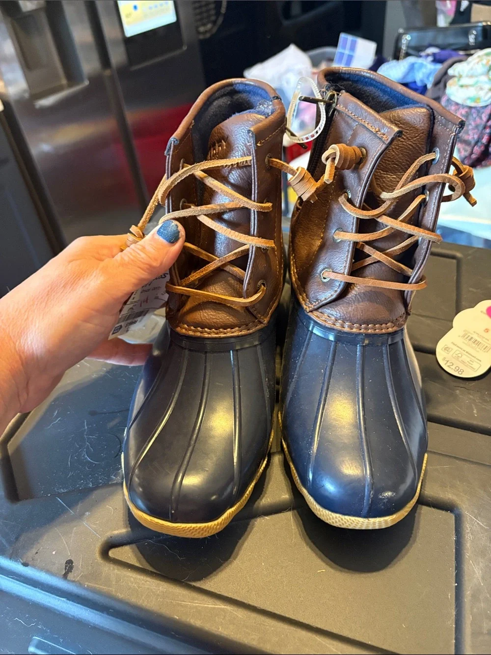 Sperry Kids Navy and Brown Duck Rain & Snow Boots
