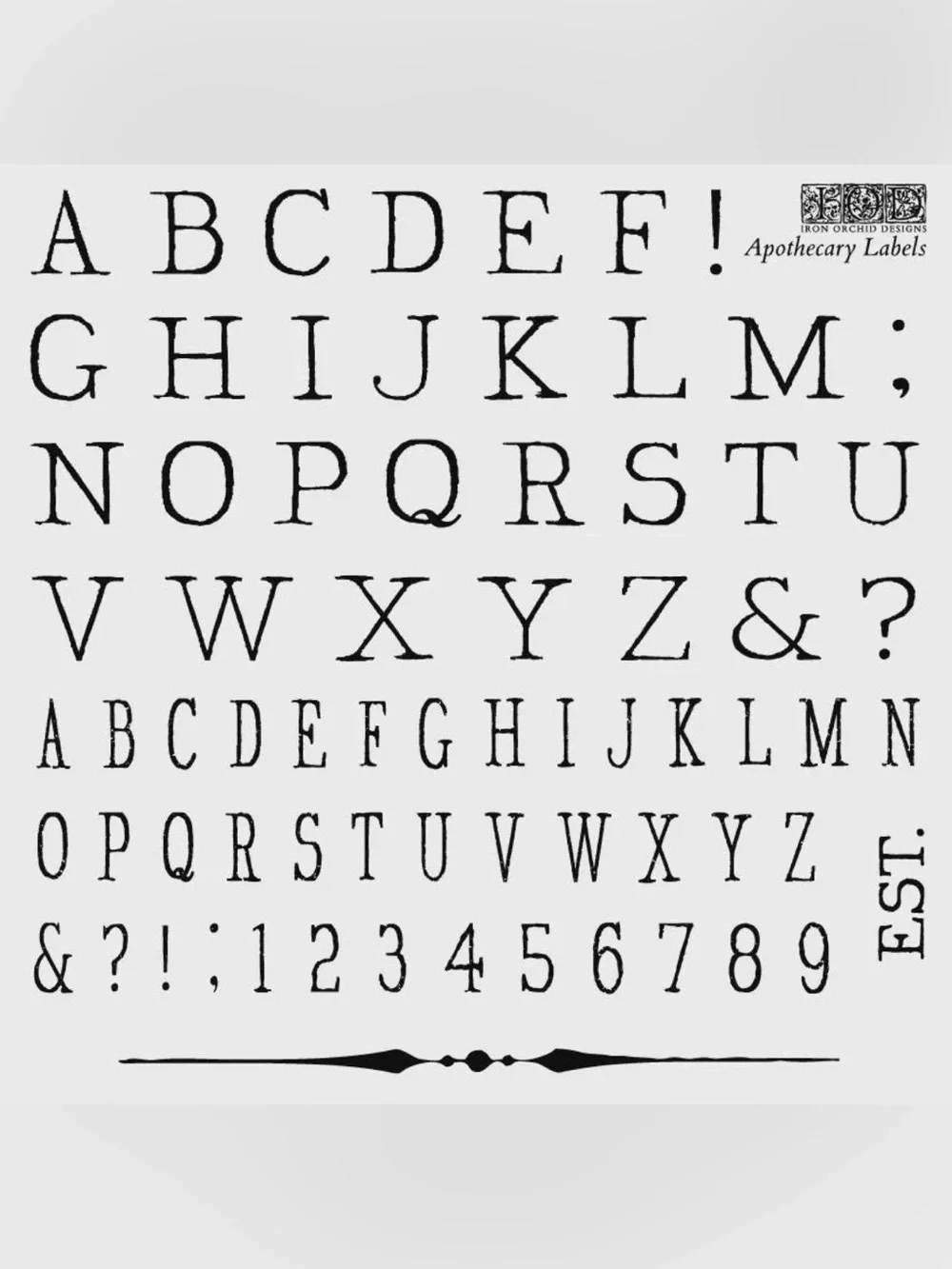 New!  IOD Apothecary Labels Clear Stamp Set -  Oval Alphabet