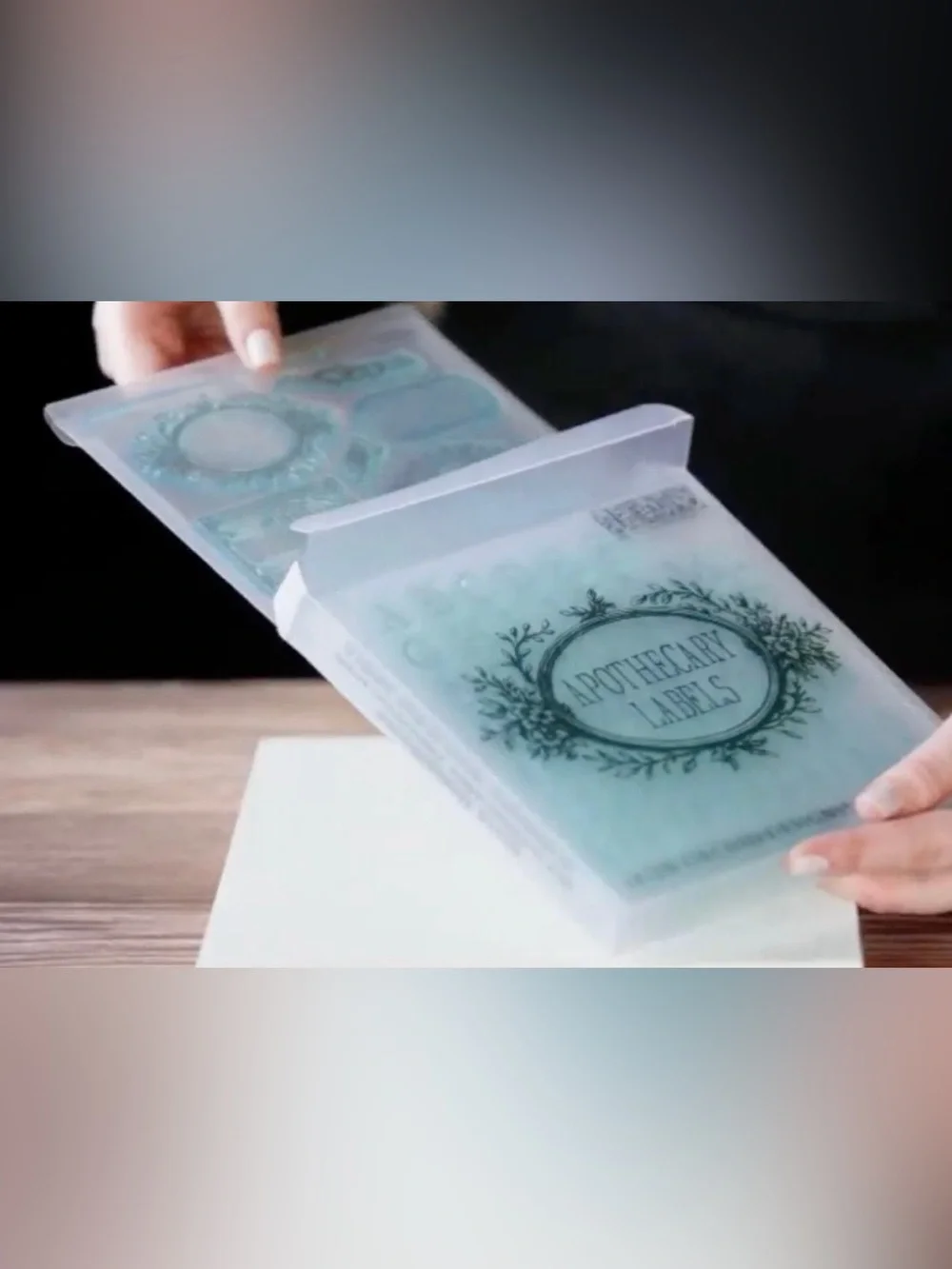 New!  IOD Apothecary Labels Clear Stamp Set -  Oval Alphabet