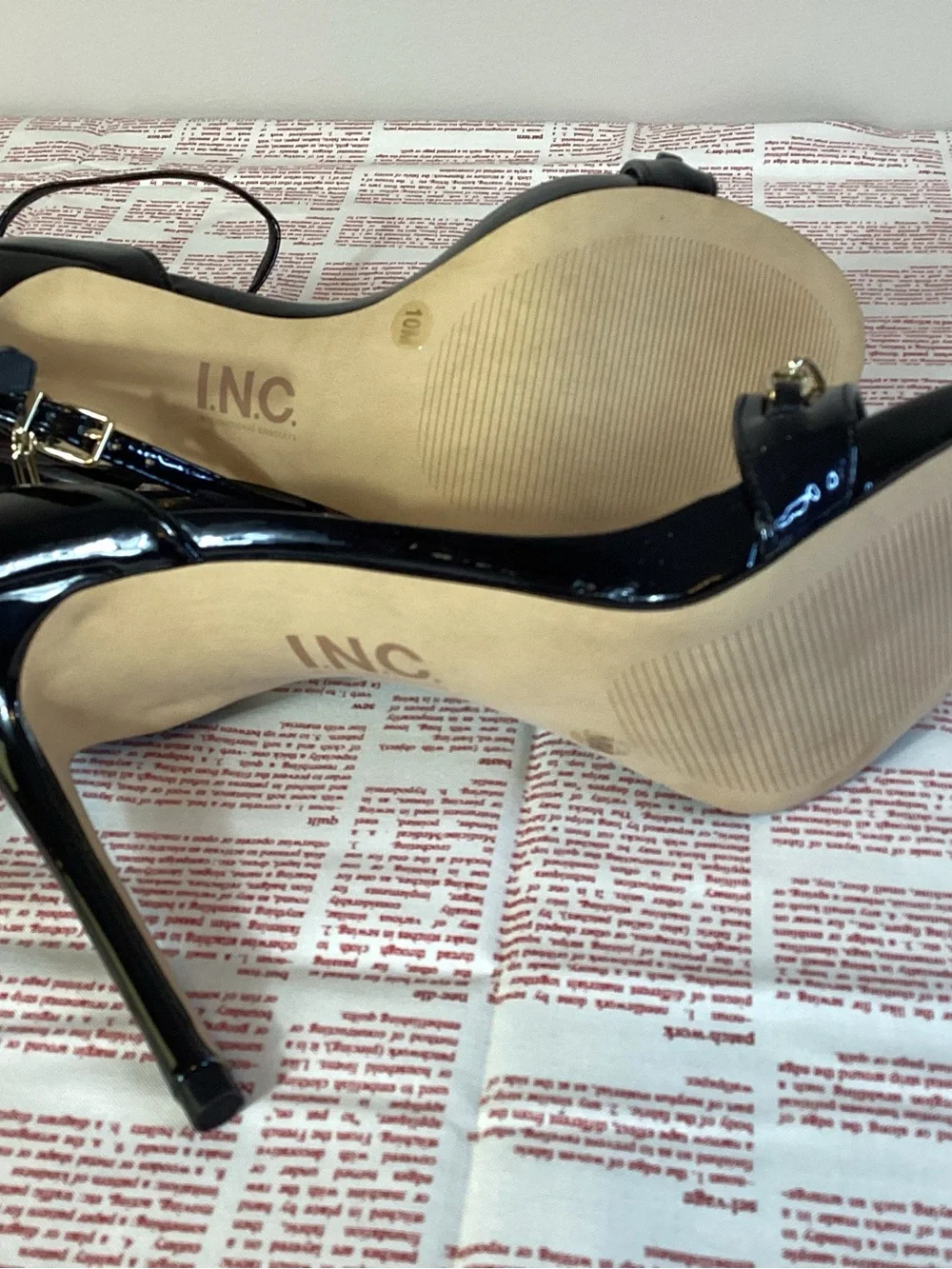 MATEO x I.N.C. Black Patent Leather Chain Heels NIB Size 10M