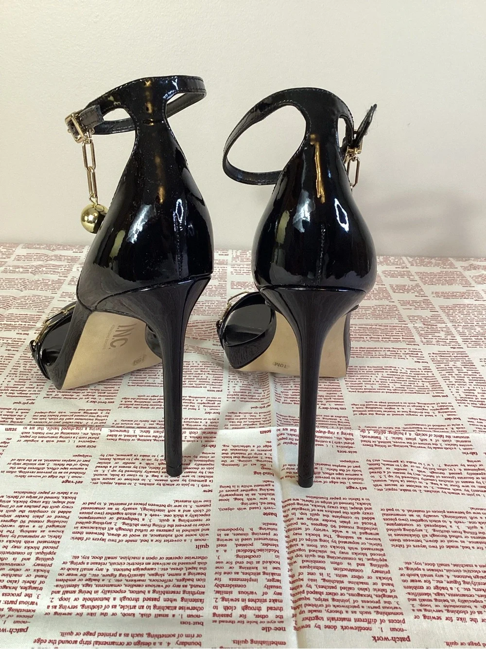 MATEO x I.N.C. Black Patent Leather Chain Heels NIB Size 10M