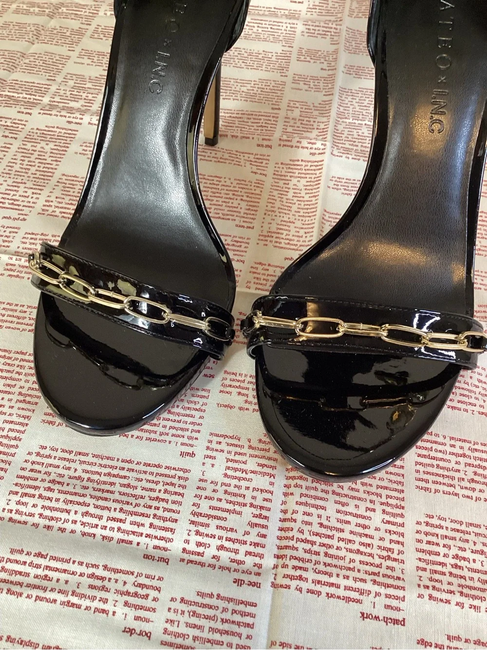 MATEO x I.N.C. Black Patent Leather Chain Heels NIB Size 10M
