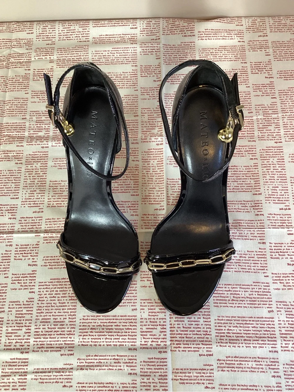 MATEO x I.N.C. Black Patent Leather Chain Heels NIB Size 10M