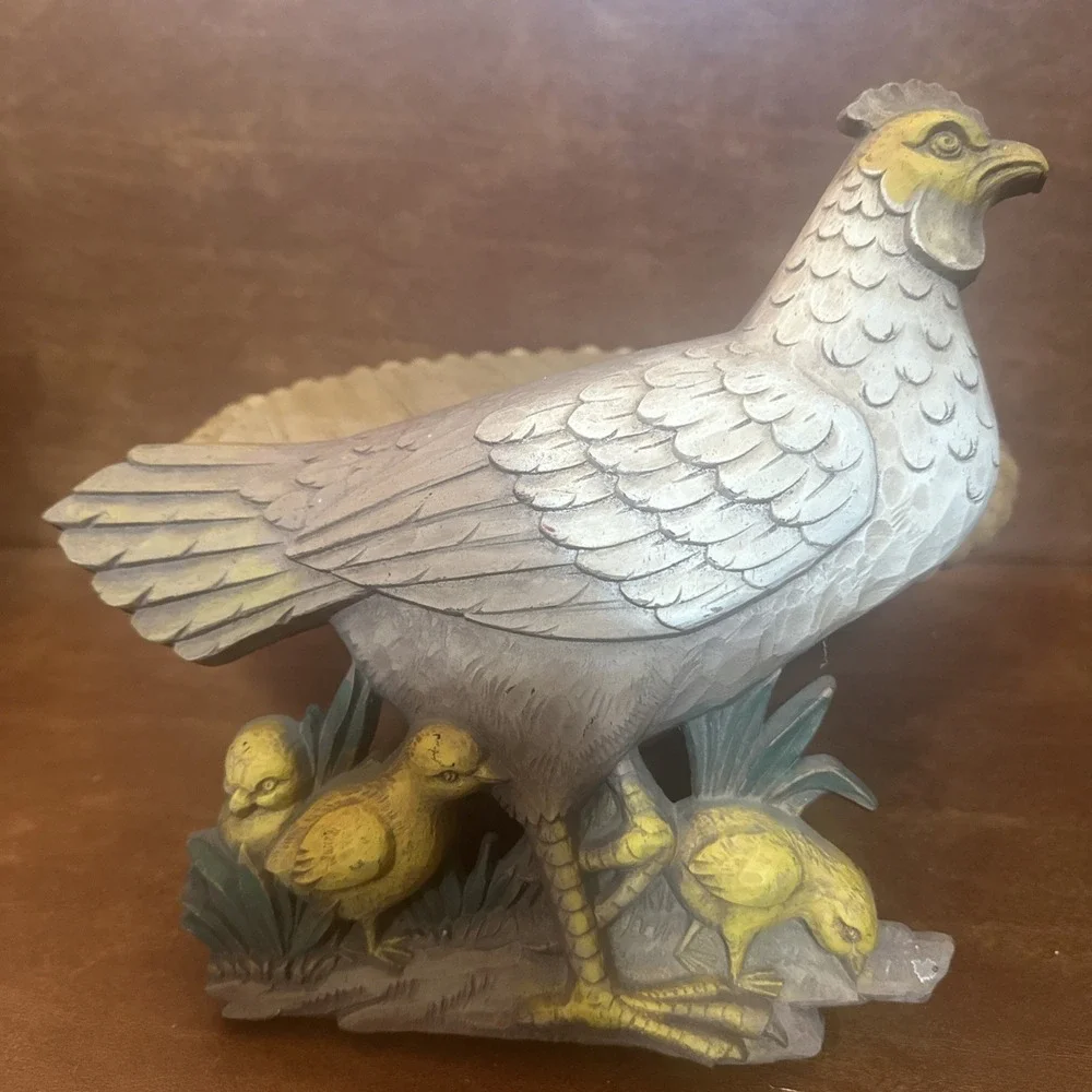Vintage Syroco Wood Mother Hen & Chicks Wall Plaque MCM Farmhouse Chicken 13