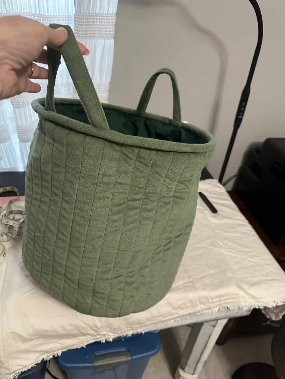 Quilted Olive Green Tote Bag with handles NWT