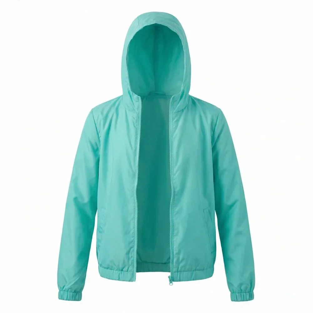 Justice‎ Girls Size L 10 Aqua Blue Zip-Up Hoodie Jacket Elastic Bottom/Cuffs