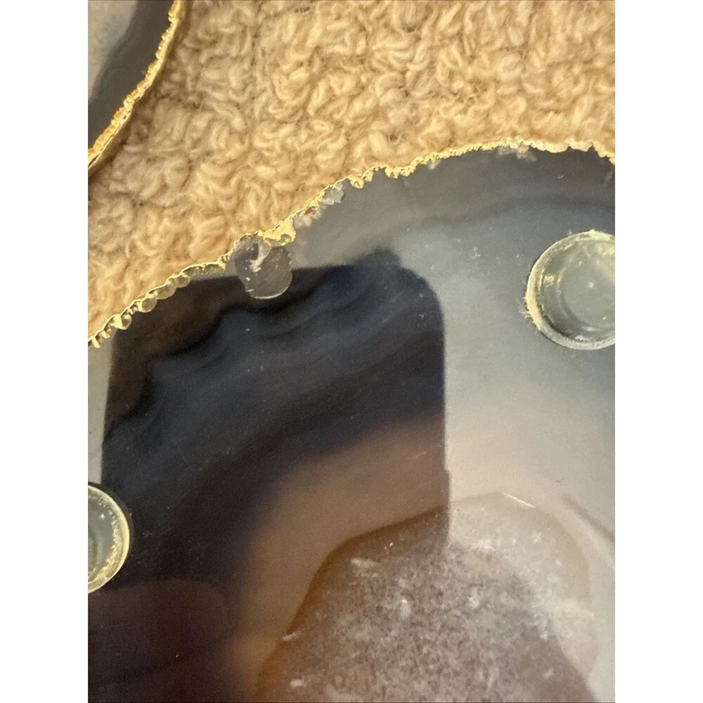 Natural Agate Coasters With Gold Electroplated Edges Set Of 2
